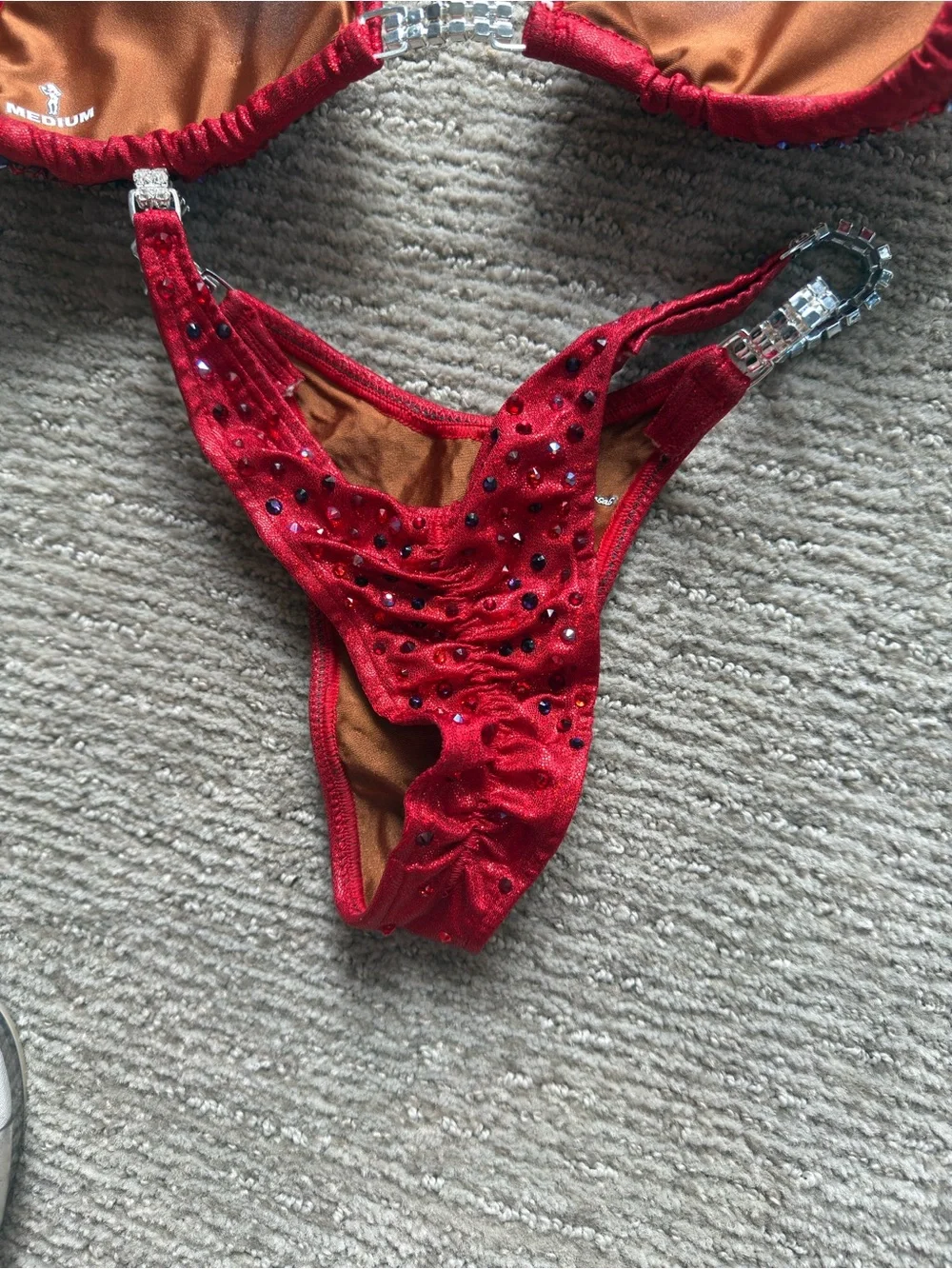 NPC Red competition Bikini Set with Crystal Accents - Picture 4 of 5